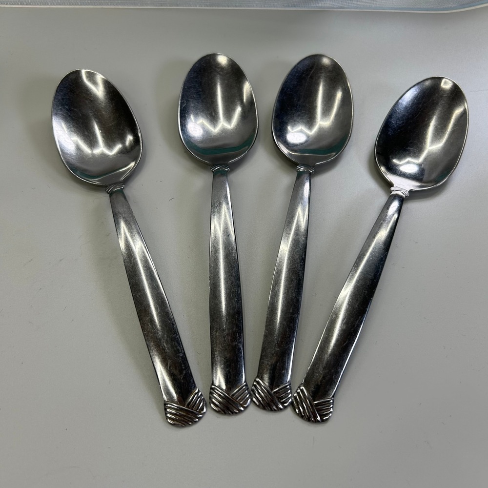 Oneida Rattan Soup Oval Place Spoon 7" Set 4 Stainless Steel Silverware Flatware
